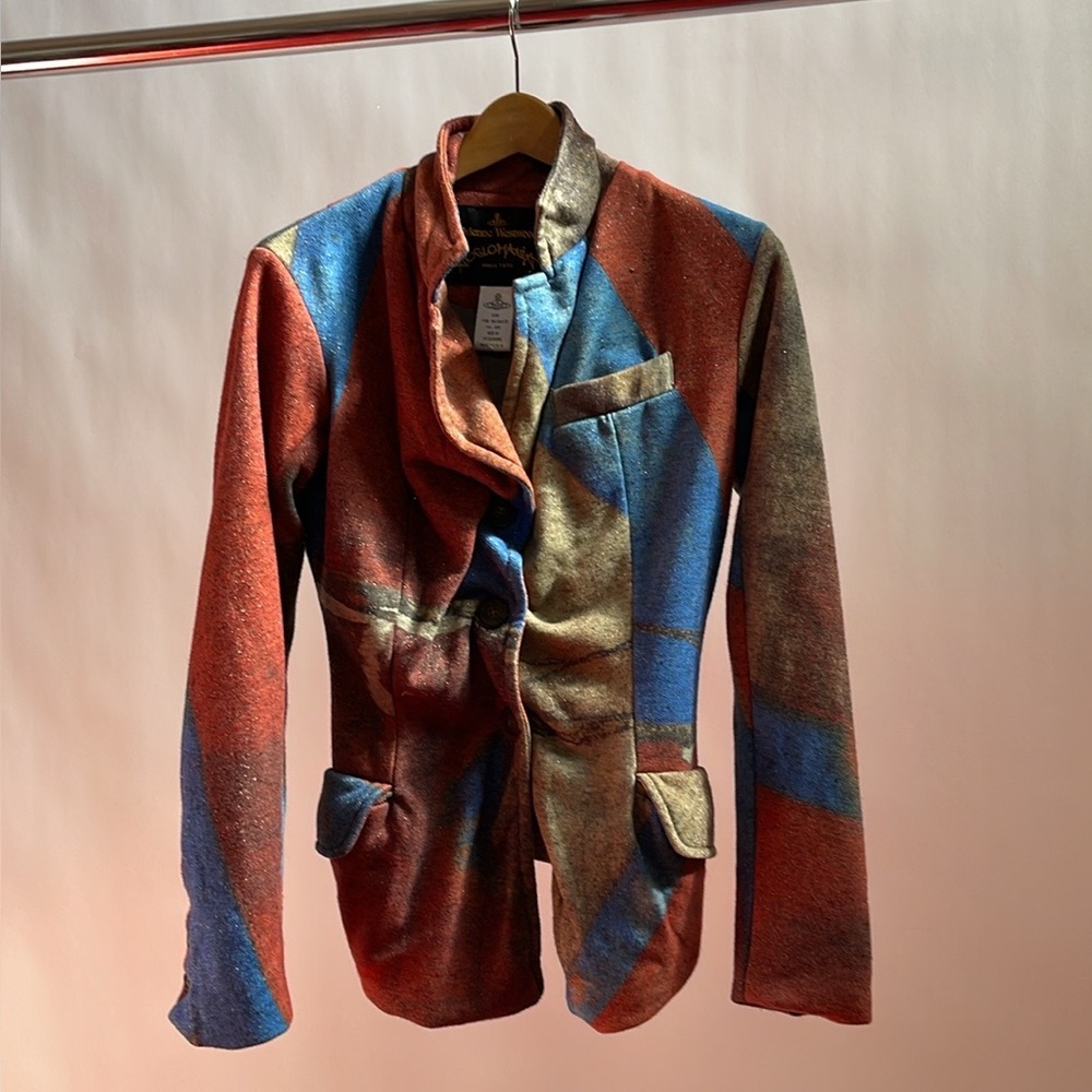 Vivienne Westwood Multi-Color Sculptural Blazer in Red, Blue, Gold
